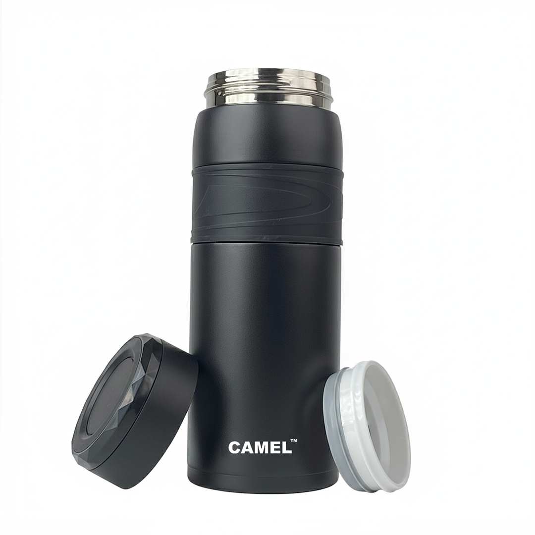 Terra Stainless Steel Vaccum Insulated Water Bottle with Rubber Grip - Classic Black