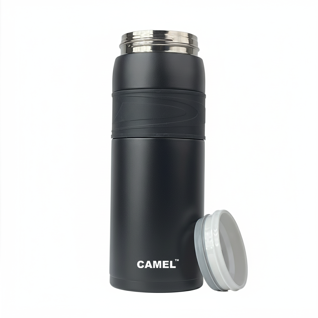 Terra Stainless Steel Vaccum Insulated Water Bottle with Rubber Grip - Classic Black