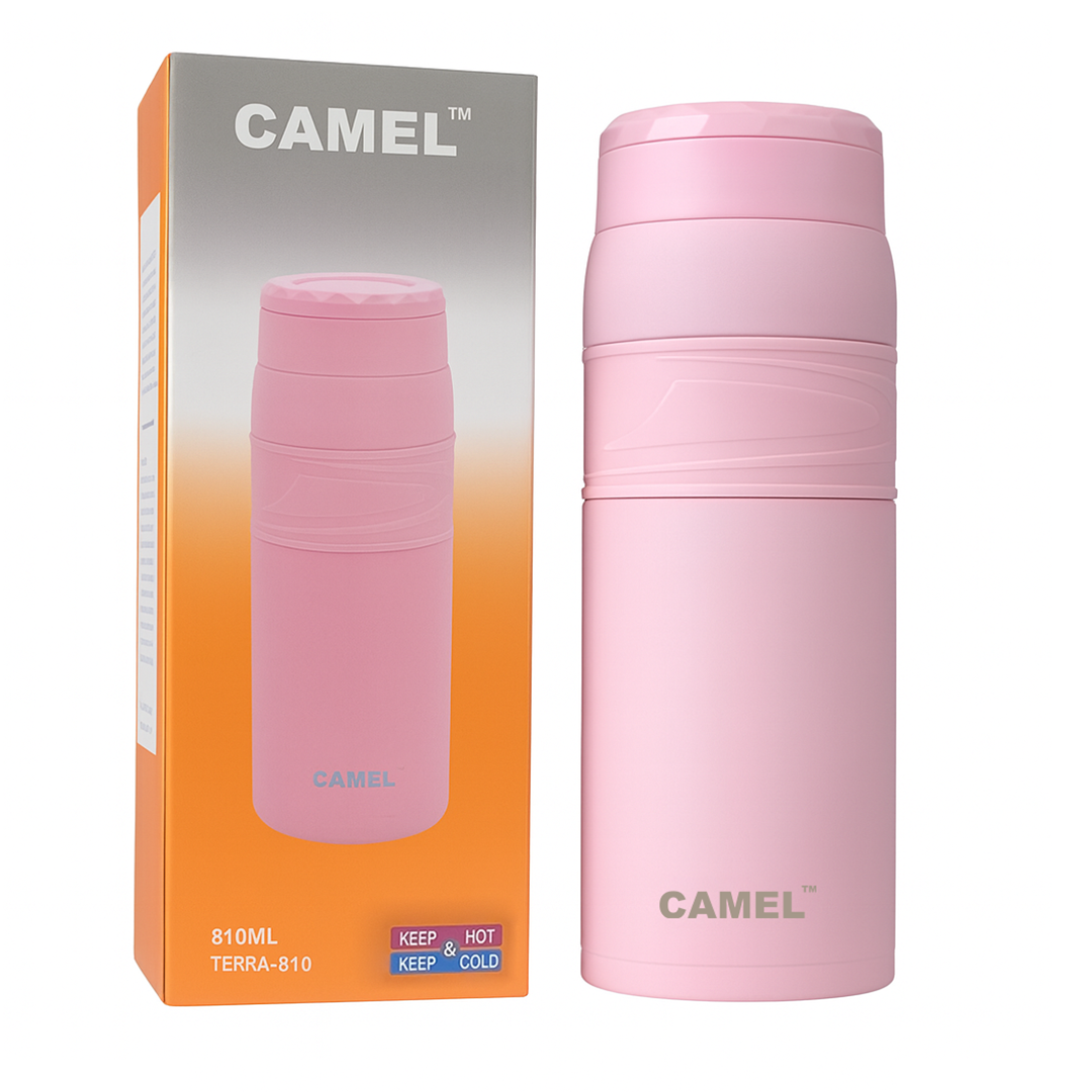 Terra Stainless Steel Vaccum Insulated Water Bottle with Rubber Grip - Blush Pink