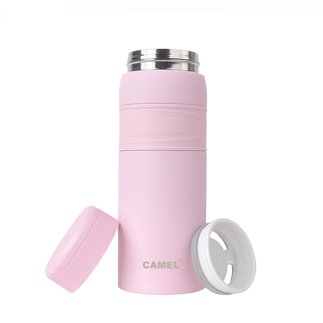 Terra Stainless Steel Vaccum Insulated Water Bottle with Rubber Grip - Blush Pink
