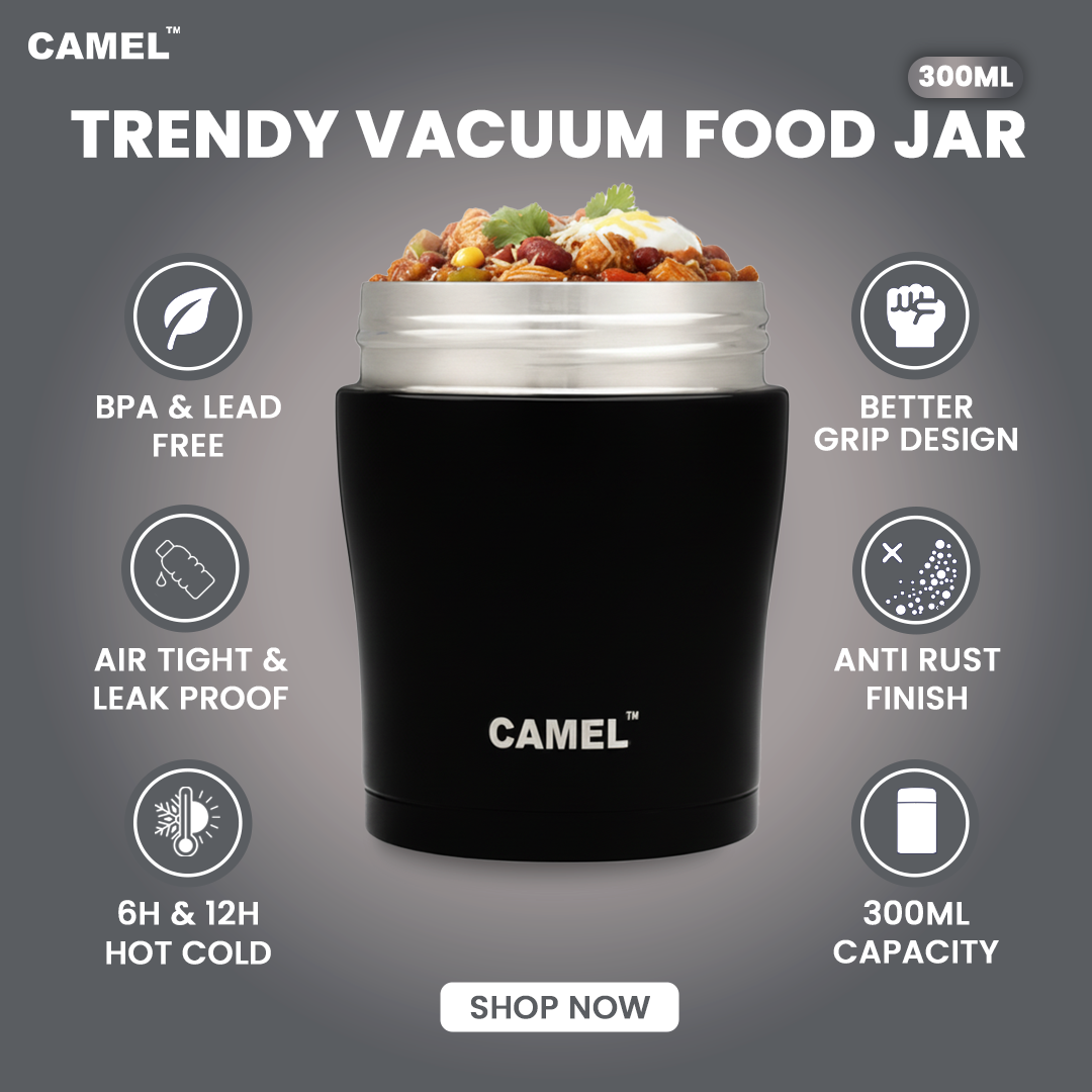 Trendy Stainless Steel Vacuum Insulated Food Jar - Set of 2