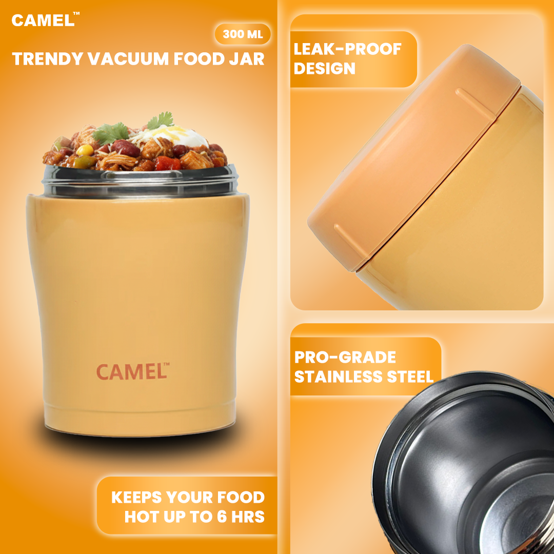 Trendy 300 ML Stainless Steel Vacuum Insulated Food Jar - Orange