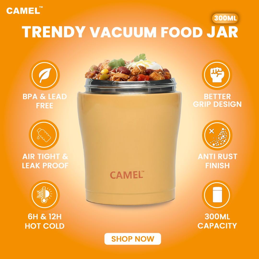 Trendy Stainless Steel Vacuum Insulated Food Jar - Orange