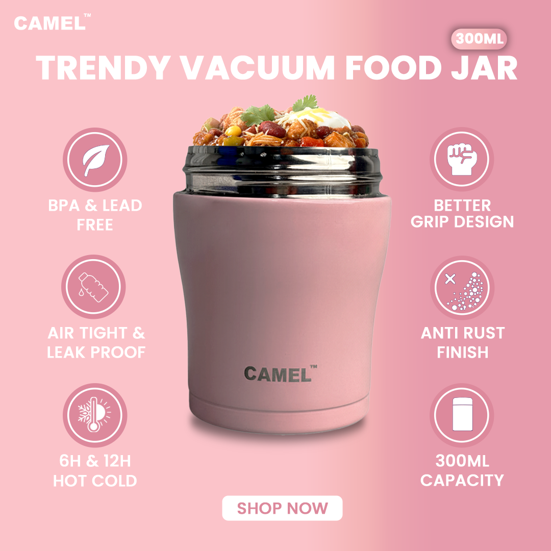 Trendy Stainless Steel Vacuum Insulated Food Jar - Set of 2