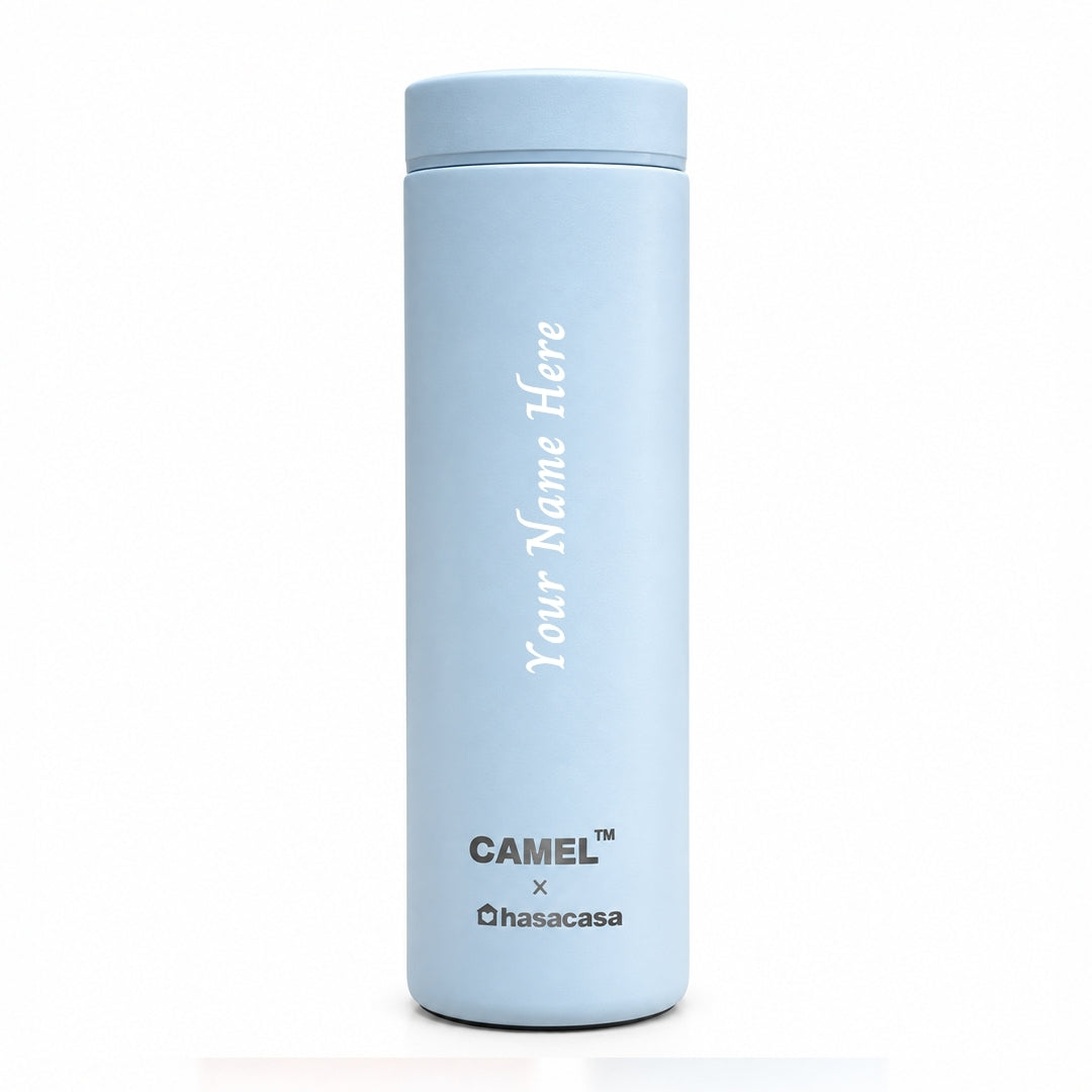 Personalised Ample Pocket Size Mini Vacuum Flask - Light Blue