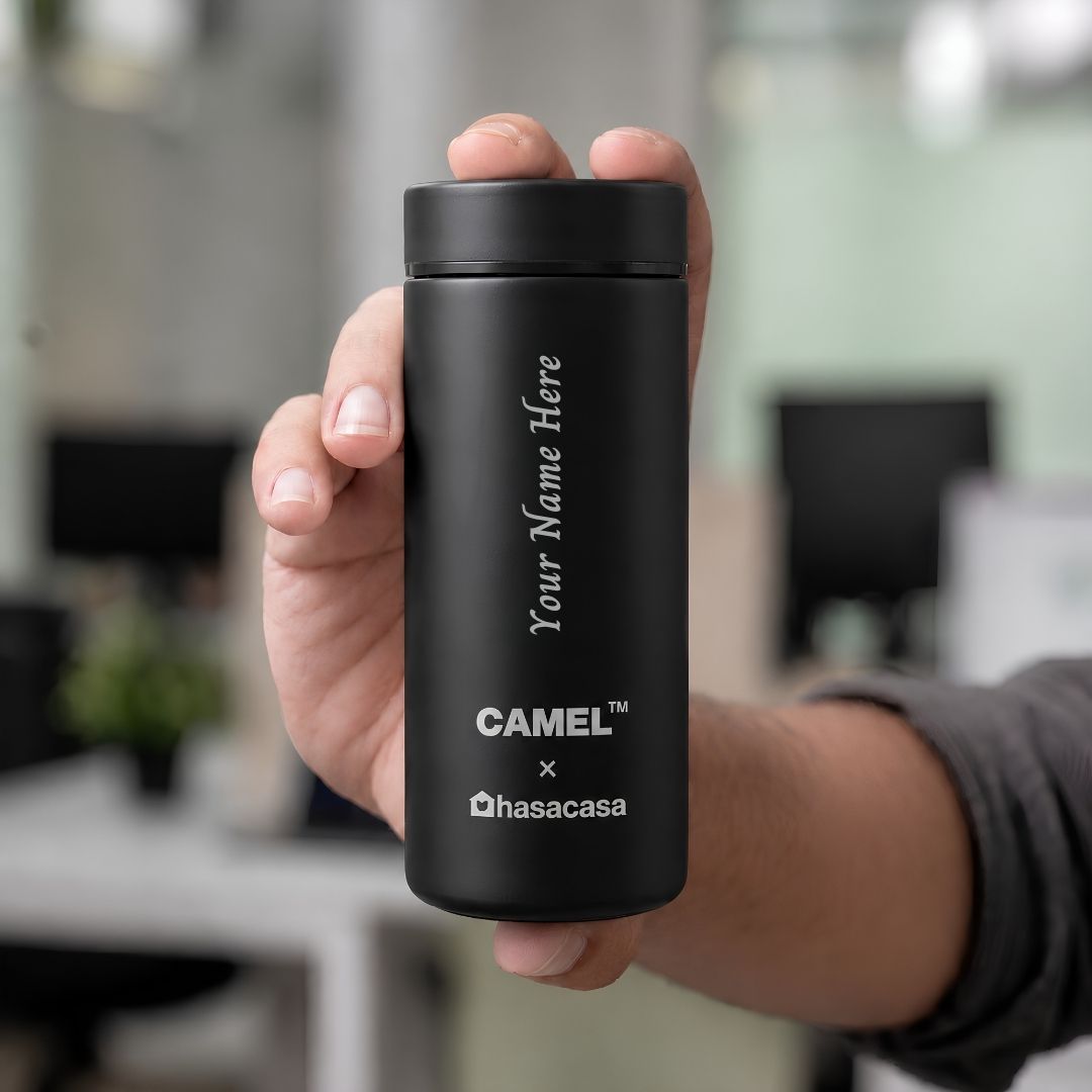 Personalised Ample Pocket Size Mini Vacuum Flask - Black