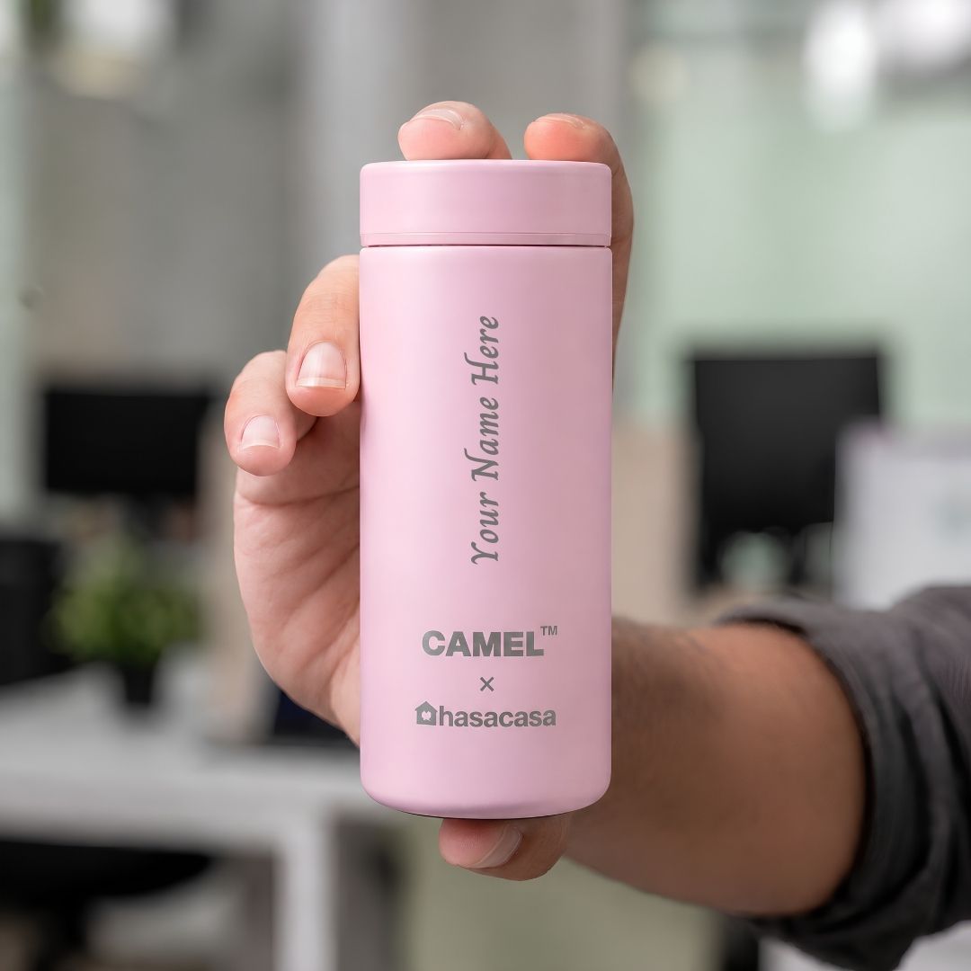 Personalised Ample Pocket Size Mini Vacuum Flask - Light Pink