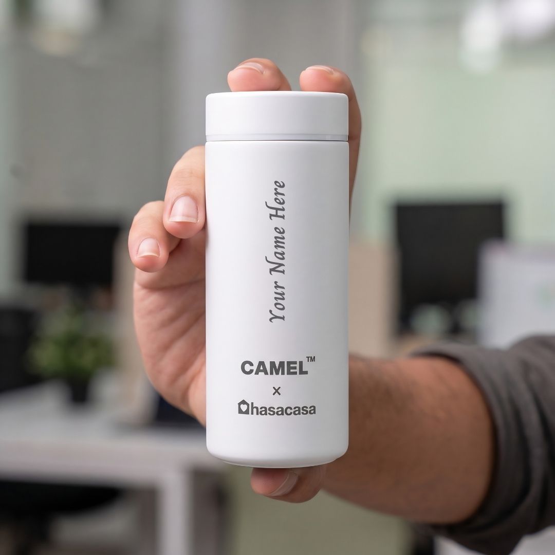 Personalised Ample Pocket Size Mini Vacuum Flask - White