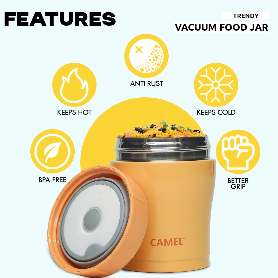 Trendy 300 ML Stainless Steel Vacuum Insulated Food Jar - Orange