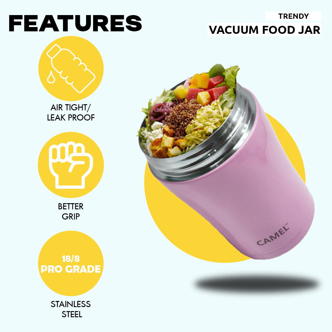 Trendy 300 ML Stainless Steel Vacuum Insulated Food Jar - Orange
