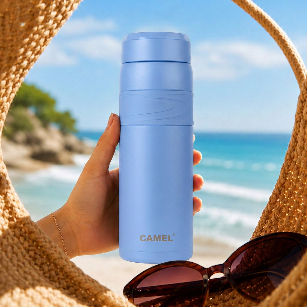 Terra Stainless Steel Vaccum Insulated Water Bottle with Rubber Grip - Sky Blue