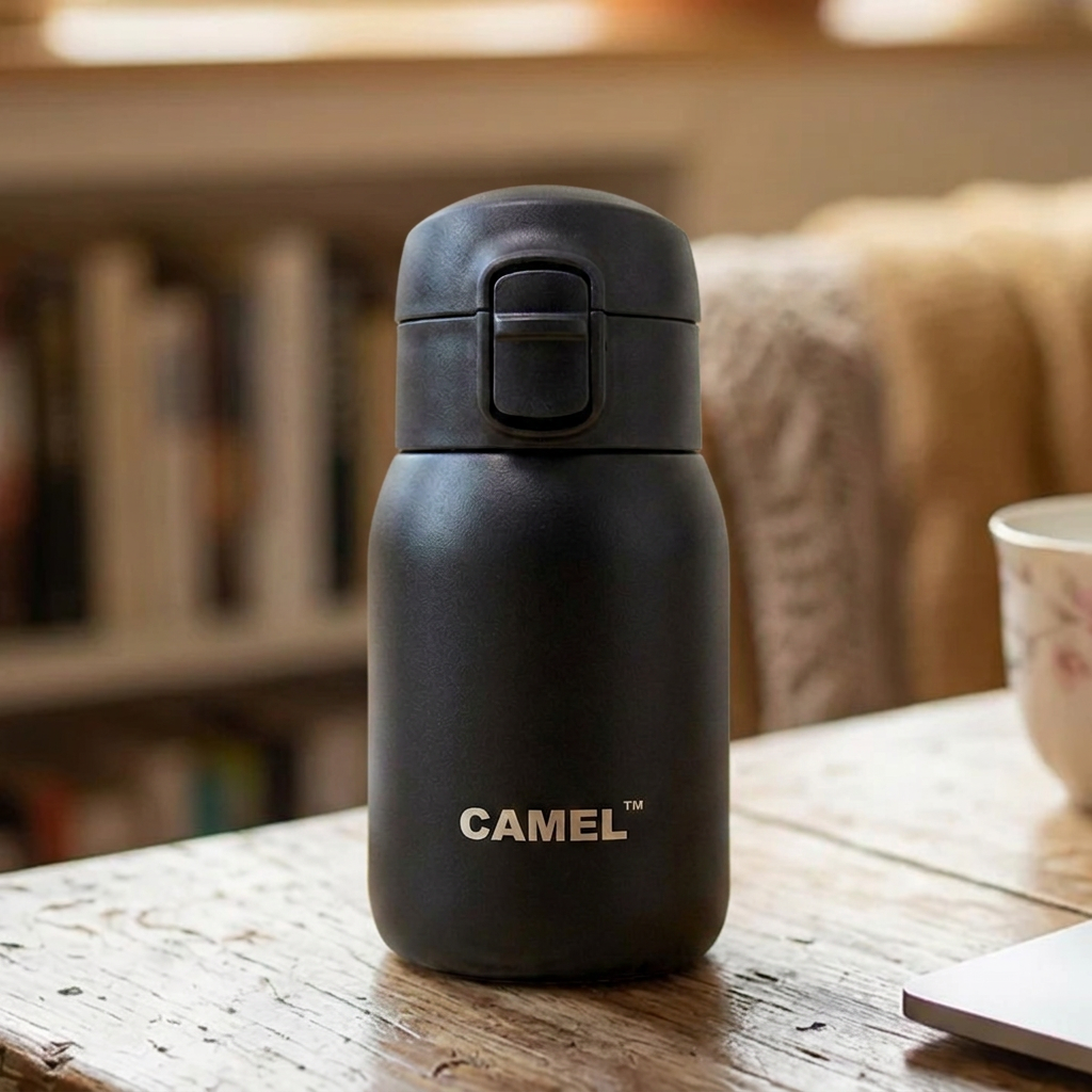 India's Most Smallest - Mojo Hot & Cold 180 ML Mini Vacuum Bottle - Black