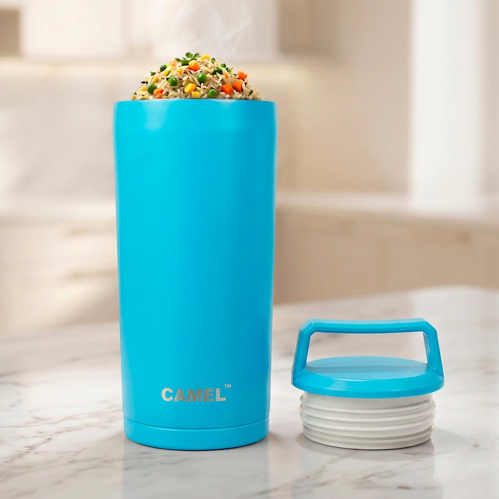 Essentia Double Wall Vacuum Food Jar (Blue) - India's Bestselling Vacuum Food Jar  | Hot Food Upto 6+ Hours