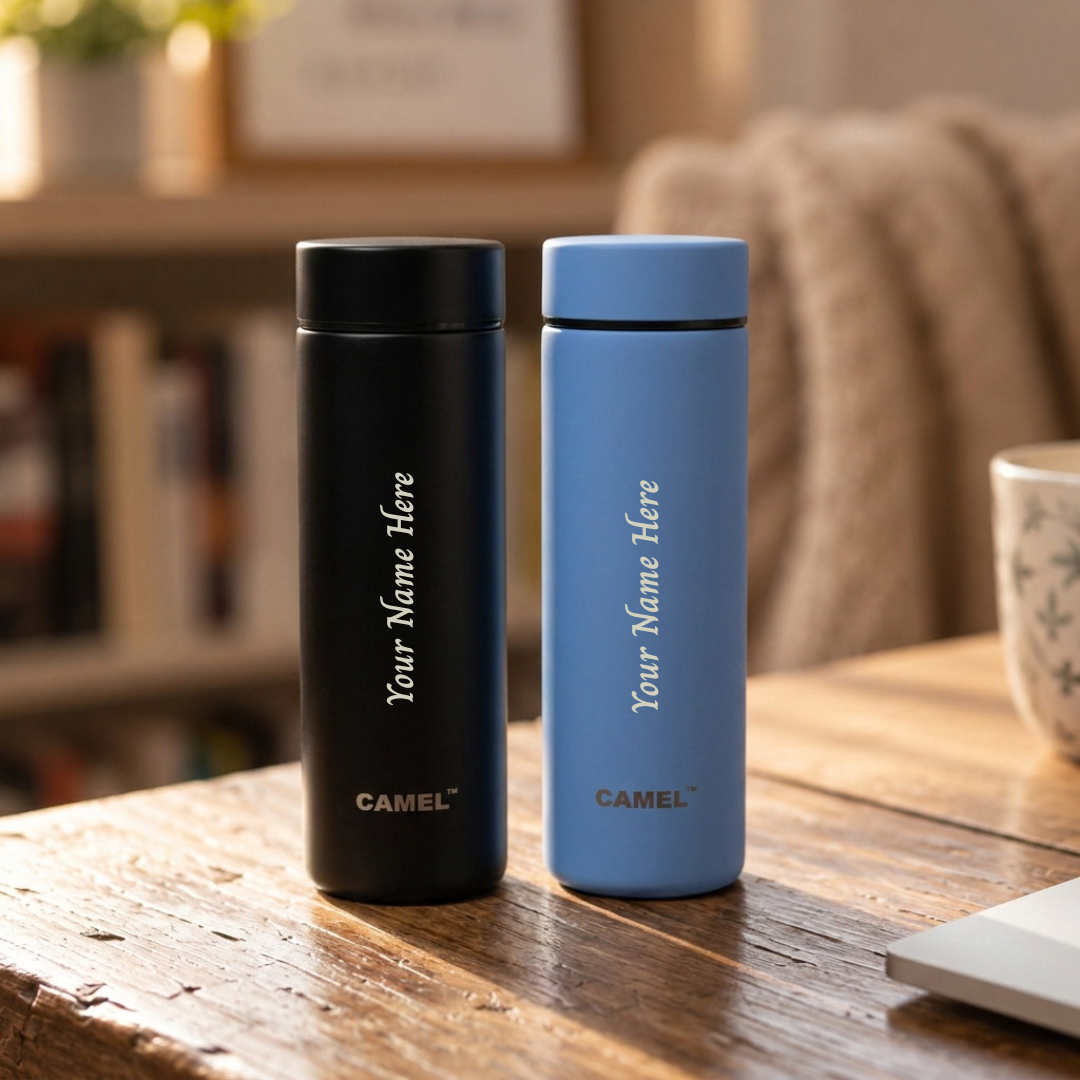 Personalised MINI 130 VACUUM FLASK - Set of 2 (Blue & Black)