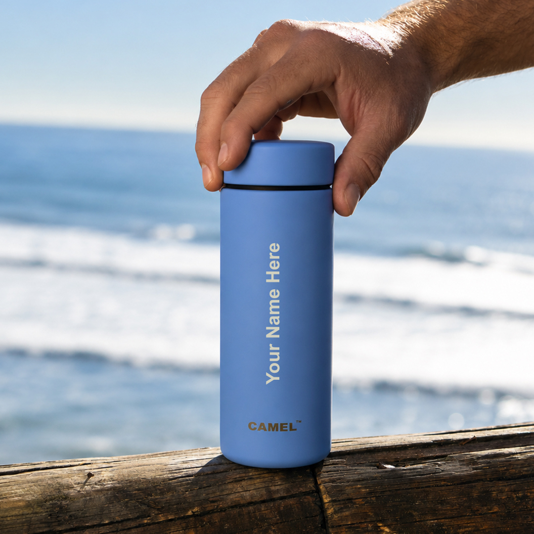 Personalised MINI 130 Vacuum Flask - World's Smallest Vacuum Flask - Baby Blue