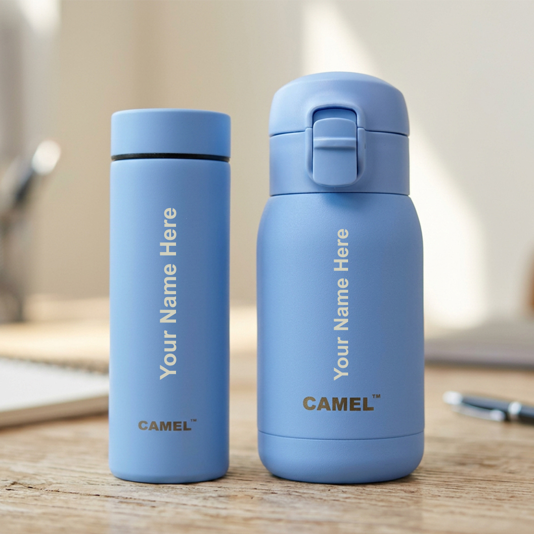 Personalised Mojo 260 ML & Mini 130 ML Mini Vacuum Bottle Combo - Blue (COD Not Applicable)
