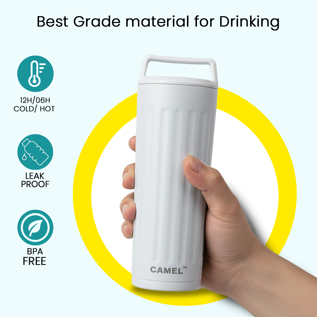 Essentia Quickflip Double Wall Vacuum Tumbler with Stylish Handle - Midnight Blue