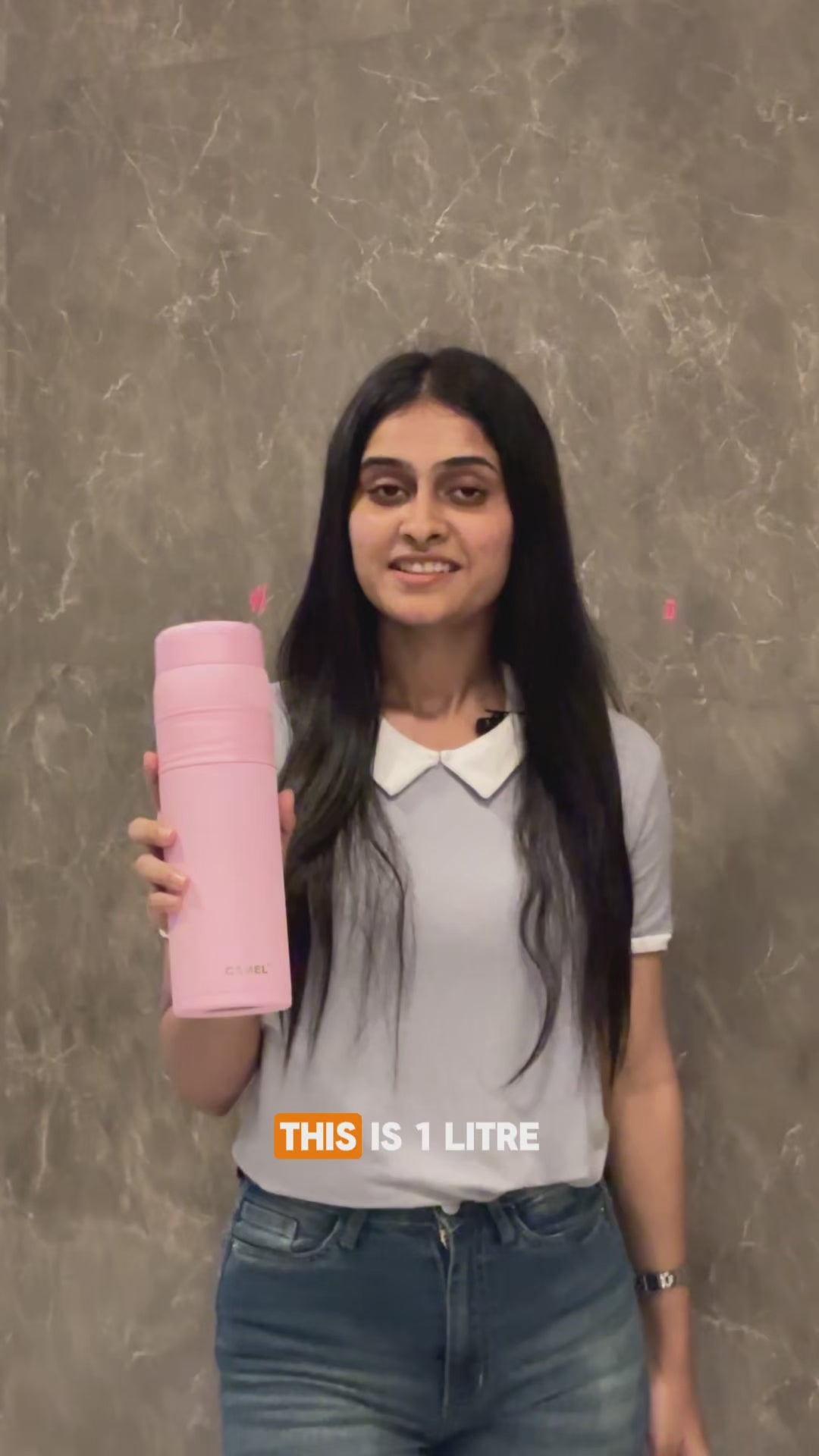 Terra Stainless Steel Vaccum Insulated Water Bottle with Rubber Grip - Blush Pink