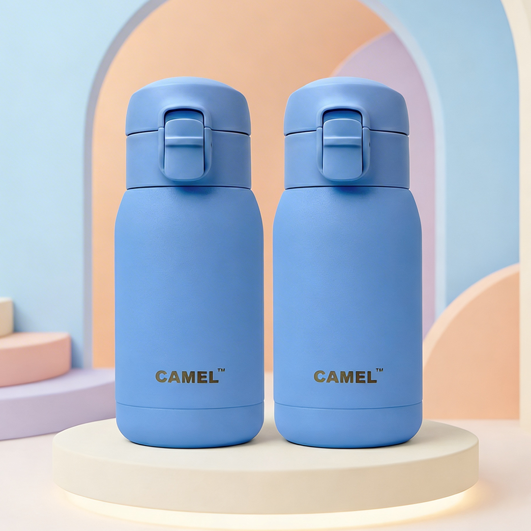 India's Most Smallest - Mojo Hot & Cold 260 ML Mini Vacuum Bottle - Blue