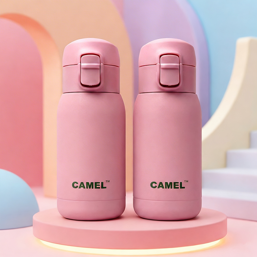India's Most Smallest - Mojo Hot & Cold 260 ML Mini Vacuum Bottle - Pink