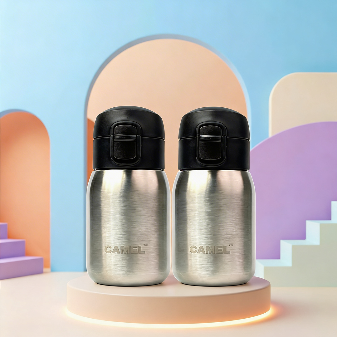 India's Most Smallest - Mojo Hot & Cold 220 ML Mini Vacuum Bottle - Silver